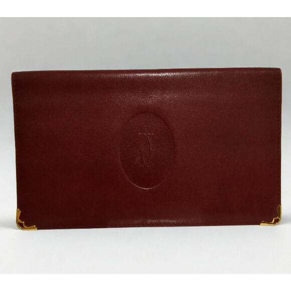 Vintage Must de Cartier Leather Bifold Long Wallet Bordeaux Vintage